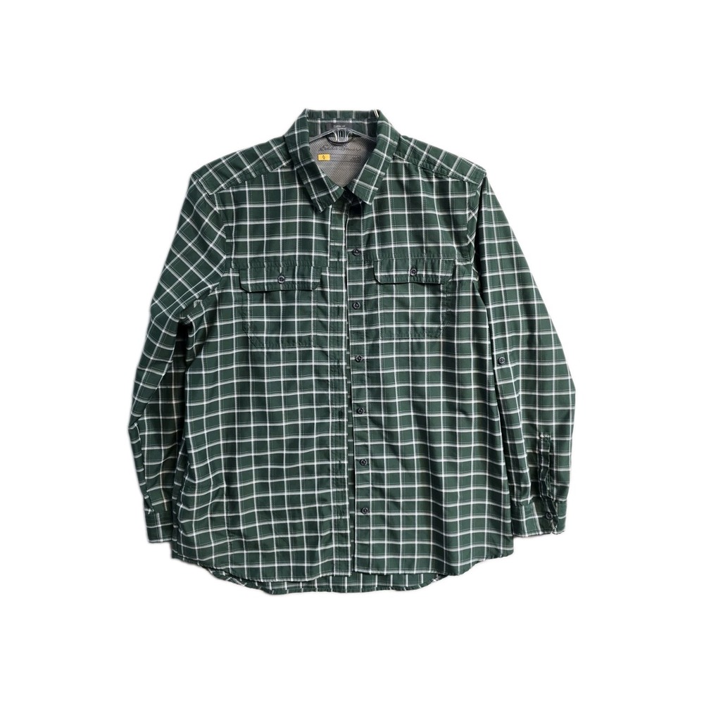 Eddie Bauer Women's Classic Fit Green Plaid Shirt M Long Sleeves